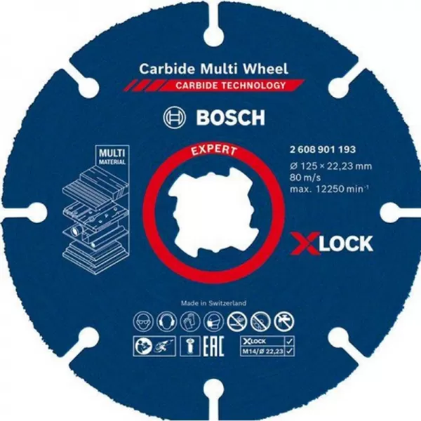 Víceúčelový řezný kotouč EXPERT Carbide Multi Wheel X-LOCK 125 mm, 22,23 mm Bosch 2608901193