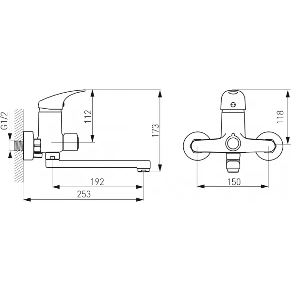 Paneláková nástěnná vanová baterie 150 mm ONE chrom Novaservis BFO3A