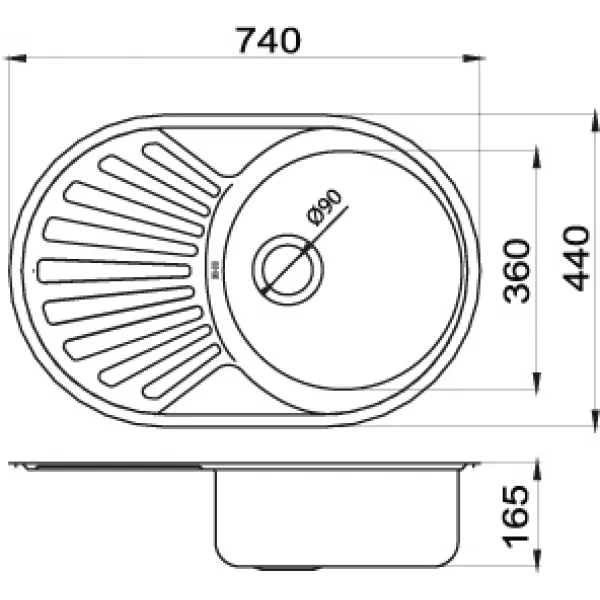 Dřez 44x74 s odkapem a přepadem nerez Novaservis DR44/74