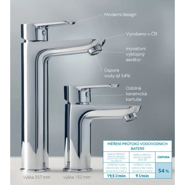 Umyvadlová baterie bez výpusti METALIA 58, chrom Novaservis 58001/1,0