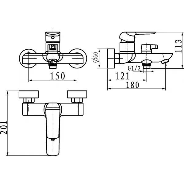 Vanová baterie bez příslušenství Nobless Tina bílá/chrom Novaservis 38020/1,1