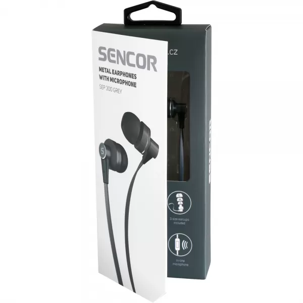 Sluchátka do uší s mikrofonem SENCOR SEP 300 MIC GREY MET