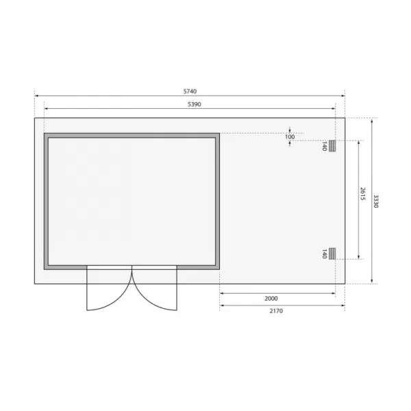 Dřevěný domek KARIBU BASTRUP 7 + přístavek 200 cm včetně zadní a boční stěny (78674) natur LG3023