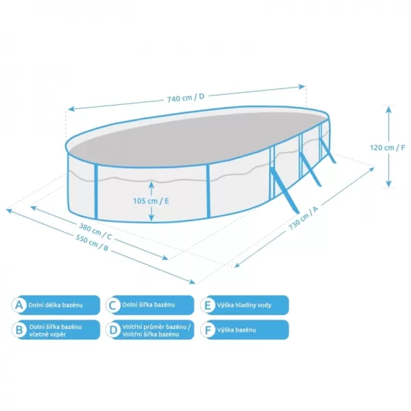 Bazén Orlando Premium 3,66x7,32x1,22 m ŠEDÁ + fólie Marimex 10340265