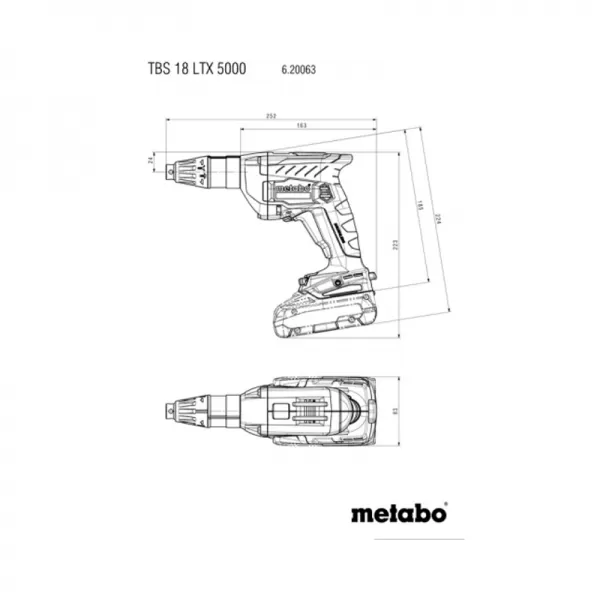 Aku šroubovák na sádrokarton 18V bez aku Metabo 620063840
