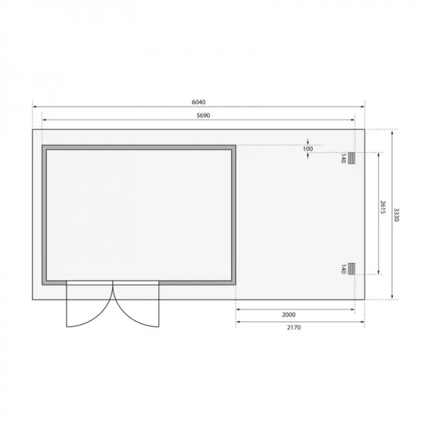 Dřevěný domek KARIBU BASTRUP 8 + přístavek 200cm (78675) natur LG2939