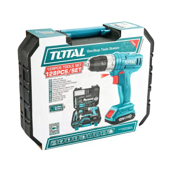 Aku vrtací šroubovák s nářadím 12V/1x2,0Ah Li-ion Total THKTHP11282