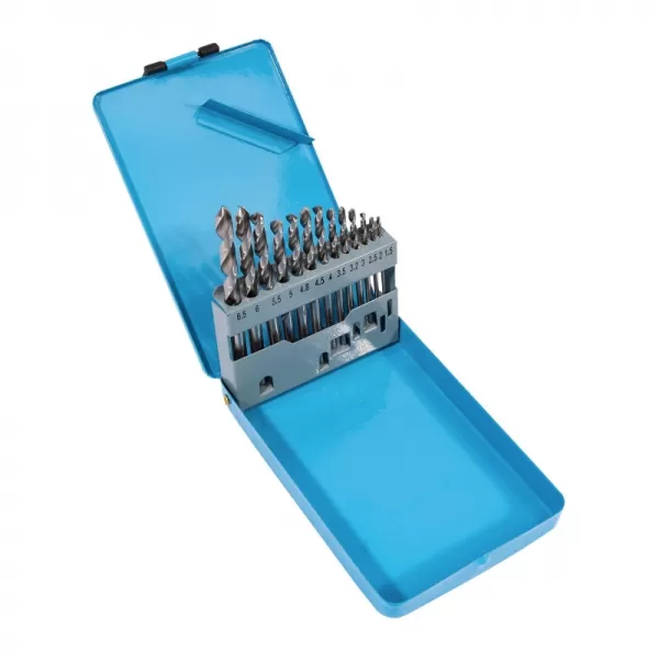 Sada vybrušovaných vrtáků do kovu HSS-G, 11 dílů 1.5-6.5 mm, kovový box Xtline XT34014