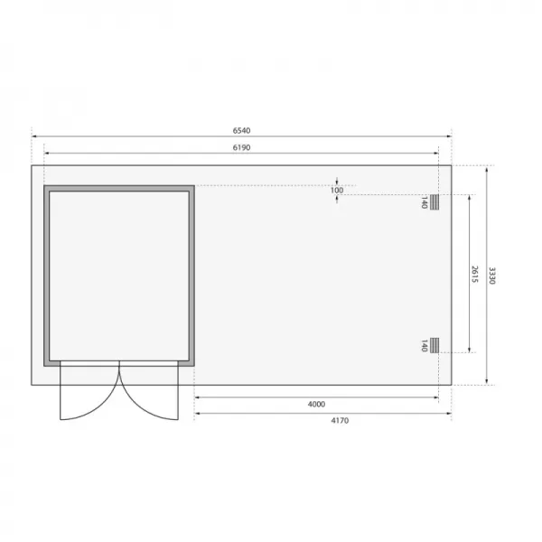 Dřevěný domek KARIBU BASTRUP 4 + přístavek 400 cm včetně zadní a boční stěny (9307) natur LG3016