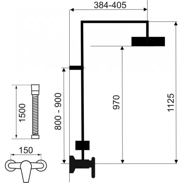 Sprchová souprava + sprchová baterie 38062, černá Novaservis SET042/38,5