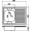 Dřez 60x80 celoplošný s okapem pravý nerez Novaservis DR60/80
