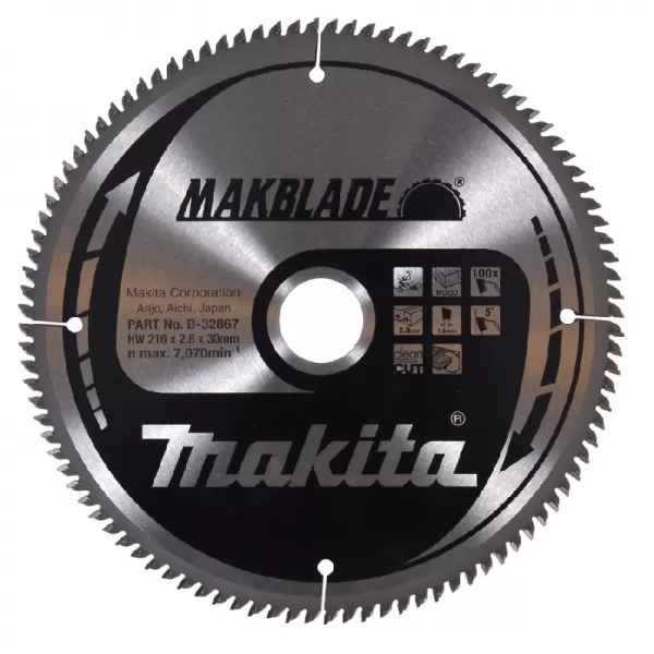 Kotouč pilový dřevo MAKBLADE 216x2,8x30mm 100Z Makita B-32867