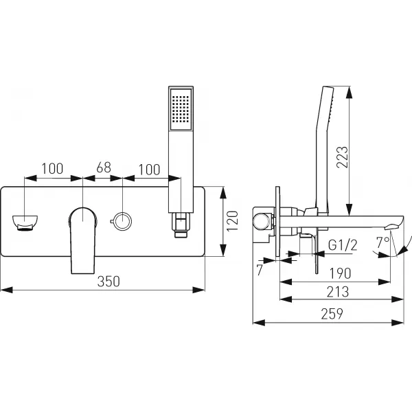 Vanová nástěnná podomítková baterie ALGEO SQUARE chrom Novaservis 82220,0