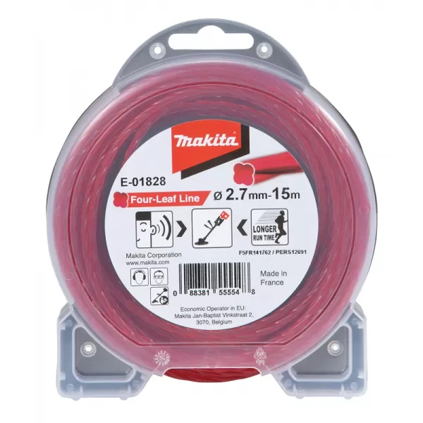 Struna nylonová speciální pro aku stroje 2,7mm, červená, 15m Makita E-01828