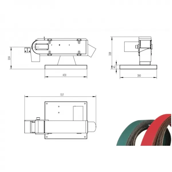 Stolní pásová bruska na kov N.KO Machines PÁSOVEC 100, 400V 1100.400