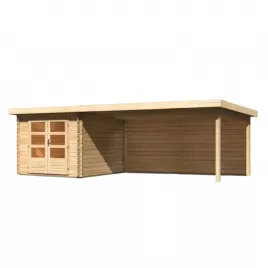 Dřevěný domek KARIBU BASTRUP 4 + přístavek 400 cm včetně zadní stěny (9306) natur LG2882