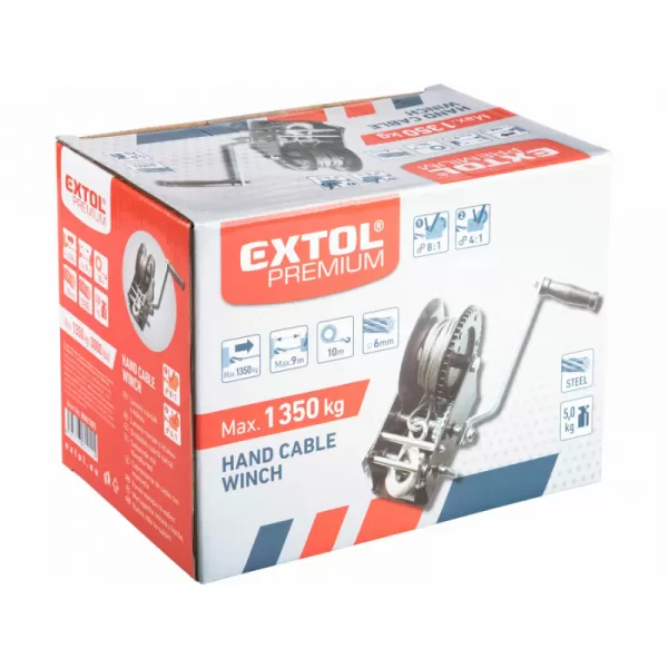 Naviják lanový s klikou, do 1350kg/10m lanko EXTOL PREMIUM 8861305