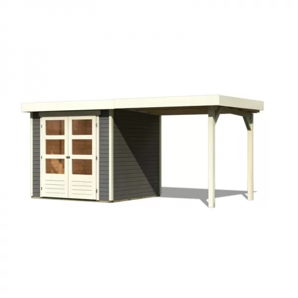 Dřevěný domek KARIBU ASKOLA 2 + přístavek 240 cm (82904) šedý LG1763