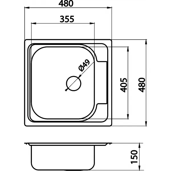 Dřez 48x48 tkaná struktura Novaservis DR48/48TS