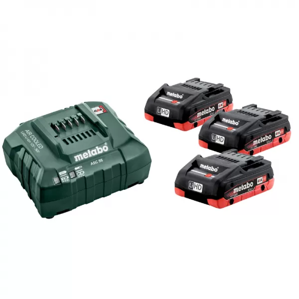 Základní set LiHD 18V/3x4,0 Ah, ASC 55, karton Metabo 685132000