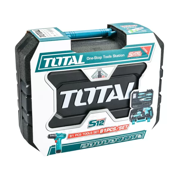 Aku vrtací šroubovák s nářadím 12V/1x2,0Ah Li-ion Total THKTHP10812