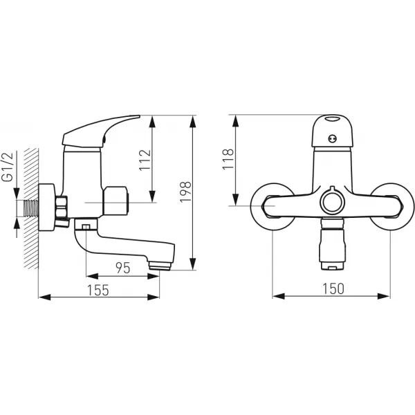Vanová nástěnná baterie 150 mm ONE chrom Novaservis BFO1A