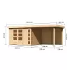 Dřevěný domek KARIBU KERKO 5 + přístavek 280 cm včetně zadní stěny (9206) natur LG2991