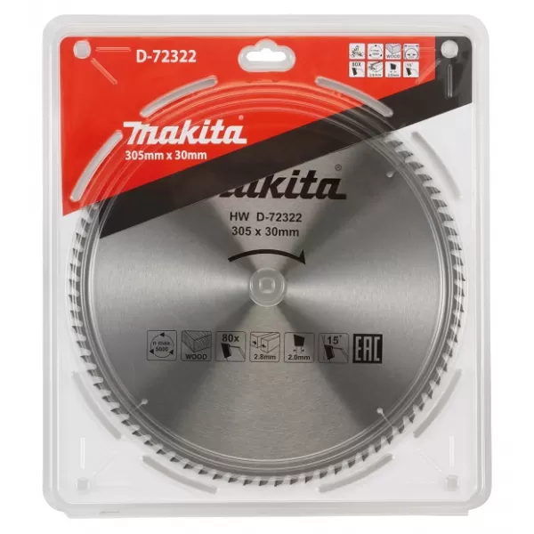 Kotouč pilový dřevo 305x2,8x30mm 80Z Makita D-72322