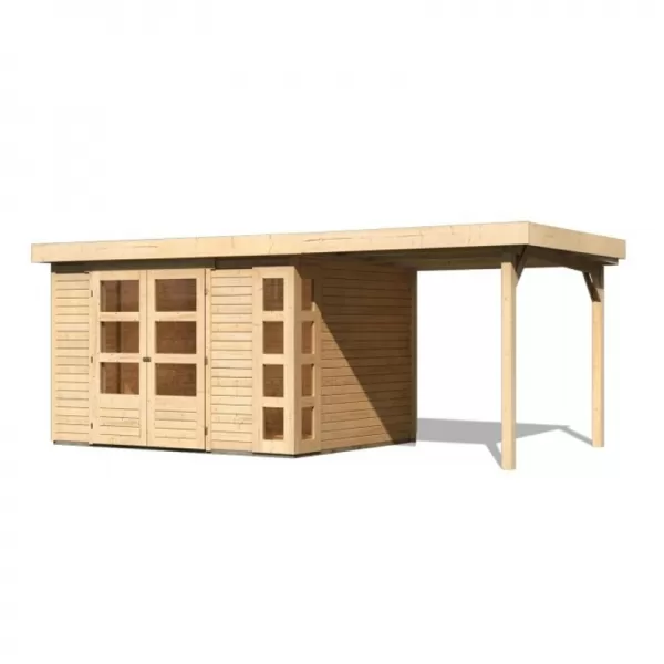 Dřevěný domek KARIBU KERKO 5 + přístavek 240 cm (9193) natur LG2983