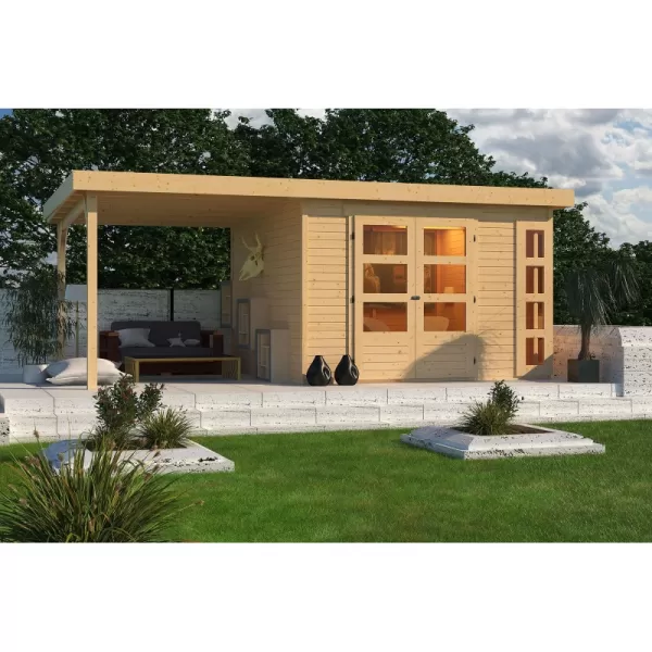 Dřevěný domek KARIBU KERKO 6 + přístavek 240 cm (93282) natur LG2997