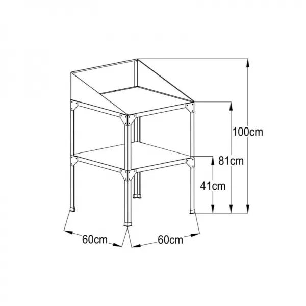 Ocelový regál 60x60x41/81 cm dvoupolicový stříbrný GSE3 LANITPLAST LG2712