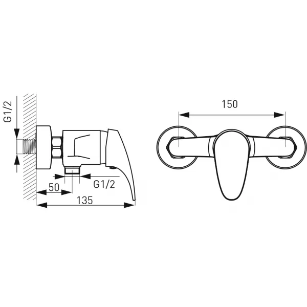 Sprchová nástěnná baterie 150 mm ONE chrom Novaservis BFO7