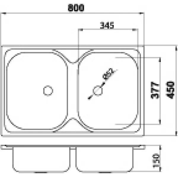 Dřez dvojitý 45x80 nerez Novaservis DR45/80