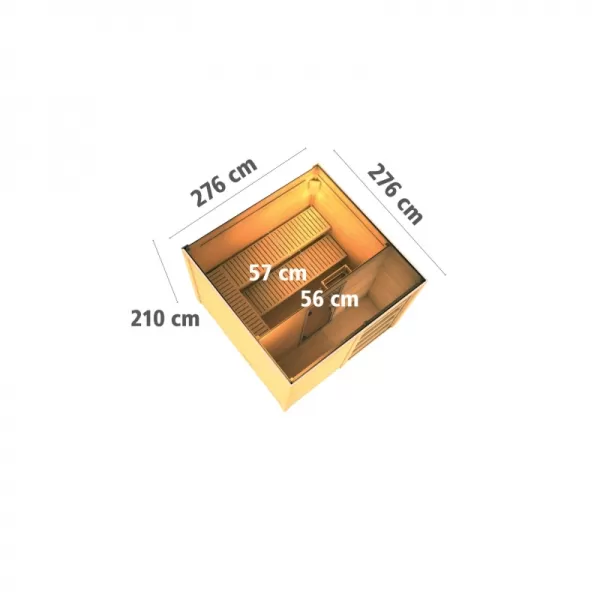 Finská sauna KARIBU CUBEN (81132) terragrau s předsíní LG1933