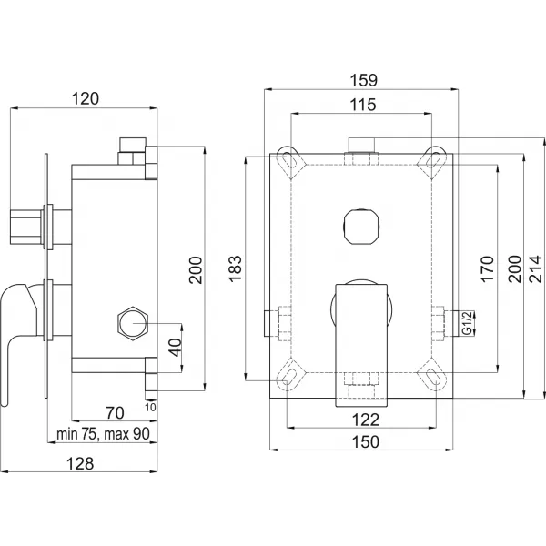 Podomítková baterie s boxem 2 vývody SHARP Novaservis BOX37051R,0