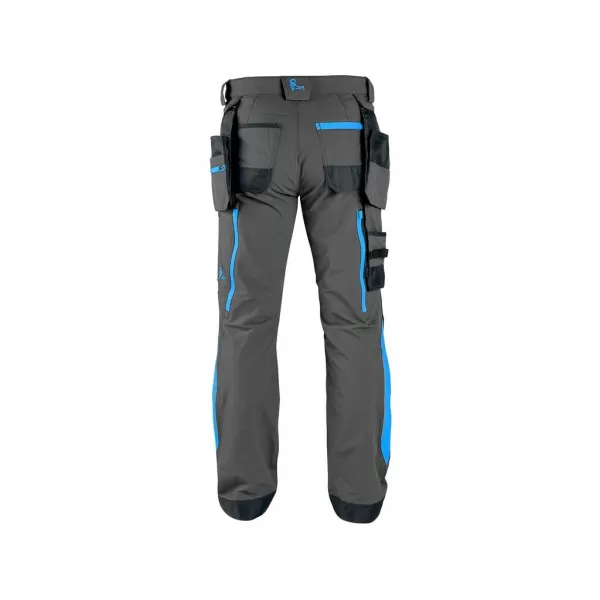 Kalhoty Canis CXS NAOS pánské, šedo-černé, HV modré doplňky