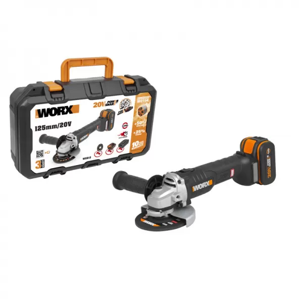 Aku úhlová bruska 20V 1x4,0Ah Worx Orange WX812