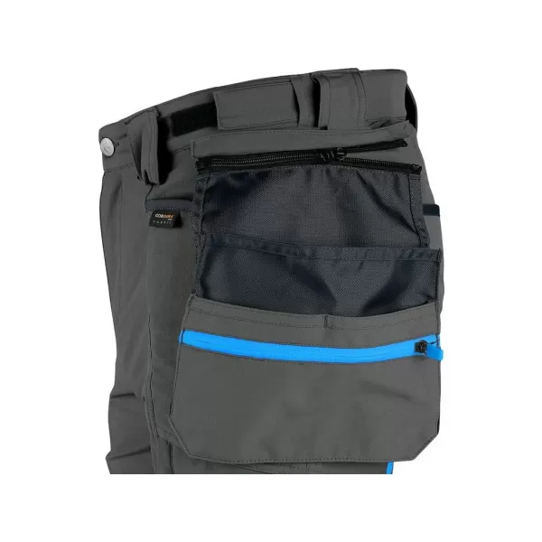 Kalhoty Canis CXS NAOS pánské, šedo-černé, HV modré doplňky