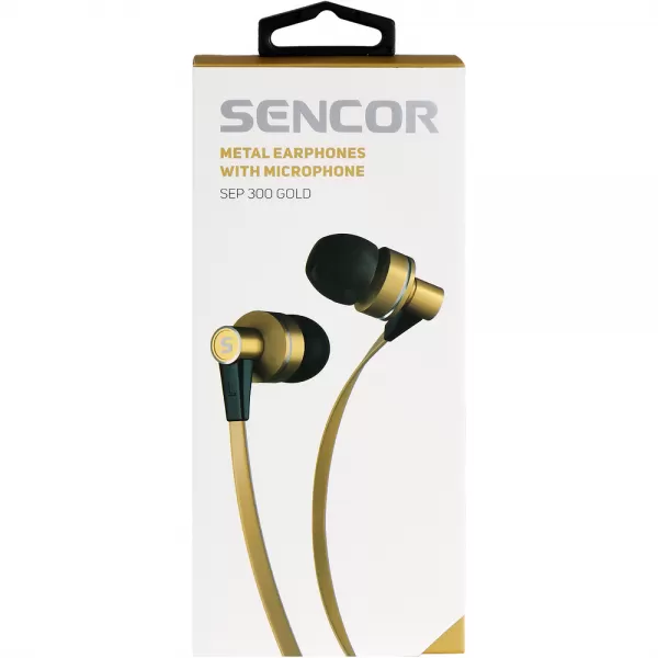 Sluchátka do uší s mikrofonem SENCOR SEP 300 MIC GOLD MET