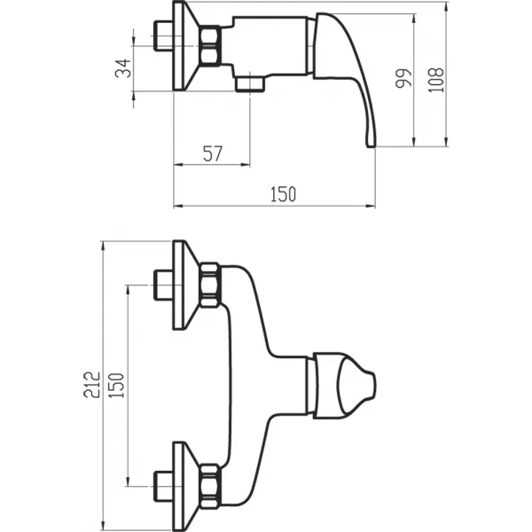 Sprchová baterie bez příslušenství 150 mm Titania Iris chrom Novaservis 92061/1,0