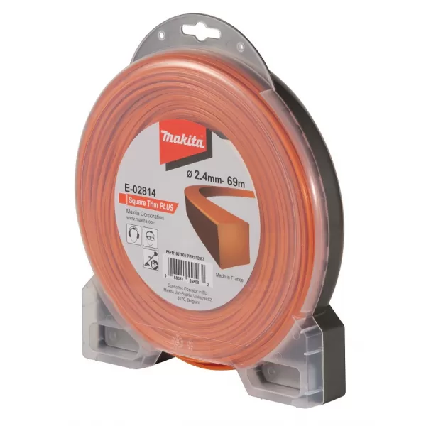 Struna nylonová Plus 2,4mm, 69m, oranžová, hranatá Makita E-02814
