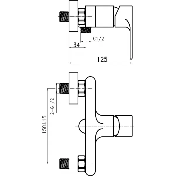 Sprchová baterie bez příslušenství 150mm Nobless Trend chrom Novaservis 41061/1,0