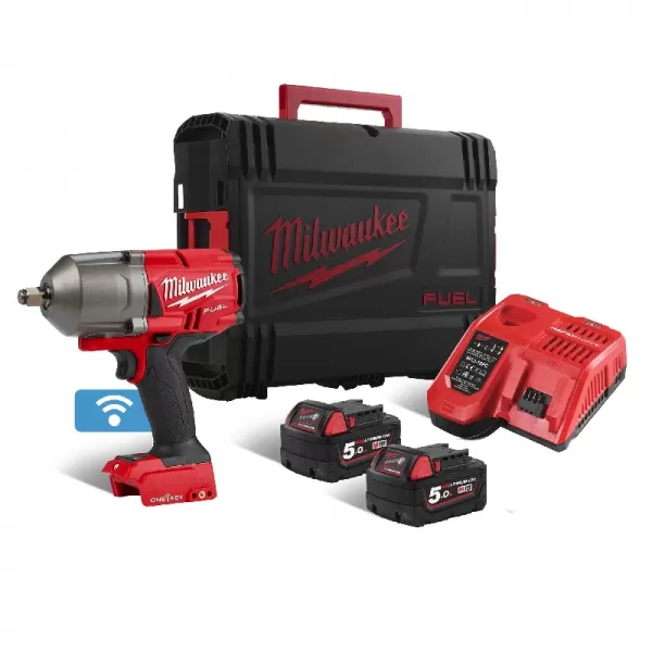 Aku rázový utahovák s pojistným kroužkem M18 FUEL™ ONE-KEY™ 1/2" 18V/2x5,0Ah Milwaukee M18ONEFHIWF12-502X