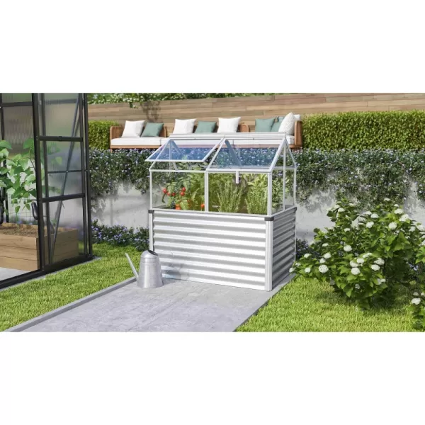 Vyvýšený záhon s pařeništěm GAIA JUMBO sklo 3 mm stříbrný VITAVIA LG3738