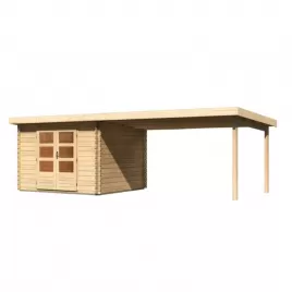 Dřevěný domek KARIBU BASTRUP 5 + přístavek 400 cm (73991) natur LG2916