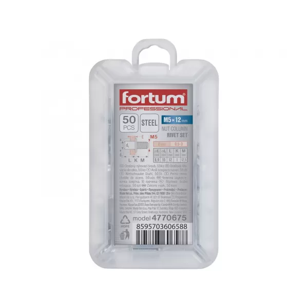 Šrouby nýtovací ocelové 50ks M5x12 mm FORTUM 4770675
