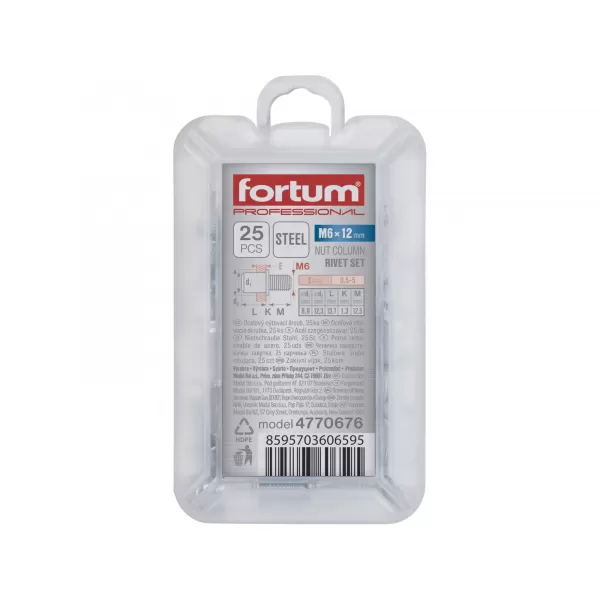 Šrouby nýtovací ocelové 25ks M6x12 mm FORTUM 4770676