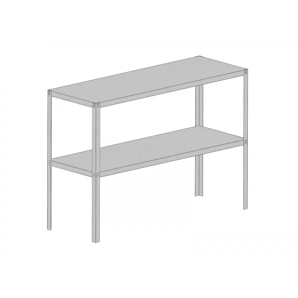 Ocelový regál 115x40 cm dvoupolicový stříbrný GSD2 LANITPLAST 	LG2640