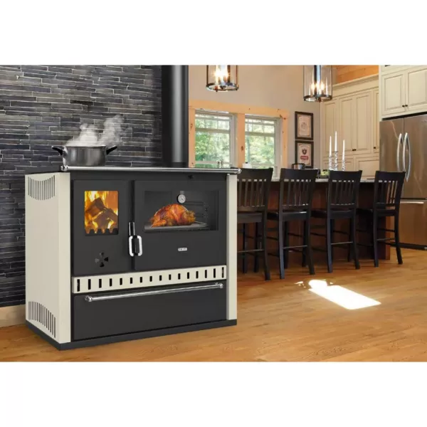 Sporák na tuhá paliva s teplovodním výměníkem slonová kost, pravá PRITY GT W10 FI G 7147