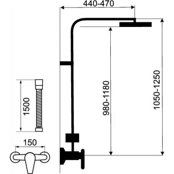 Sprchová souprava + sprchová baterie s horním vývodem 36062 Novaservis SET069/36,0